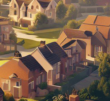 The unhealthy residential areas in the UK at present in photorealistic style